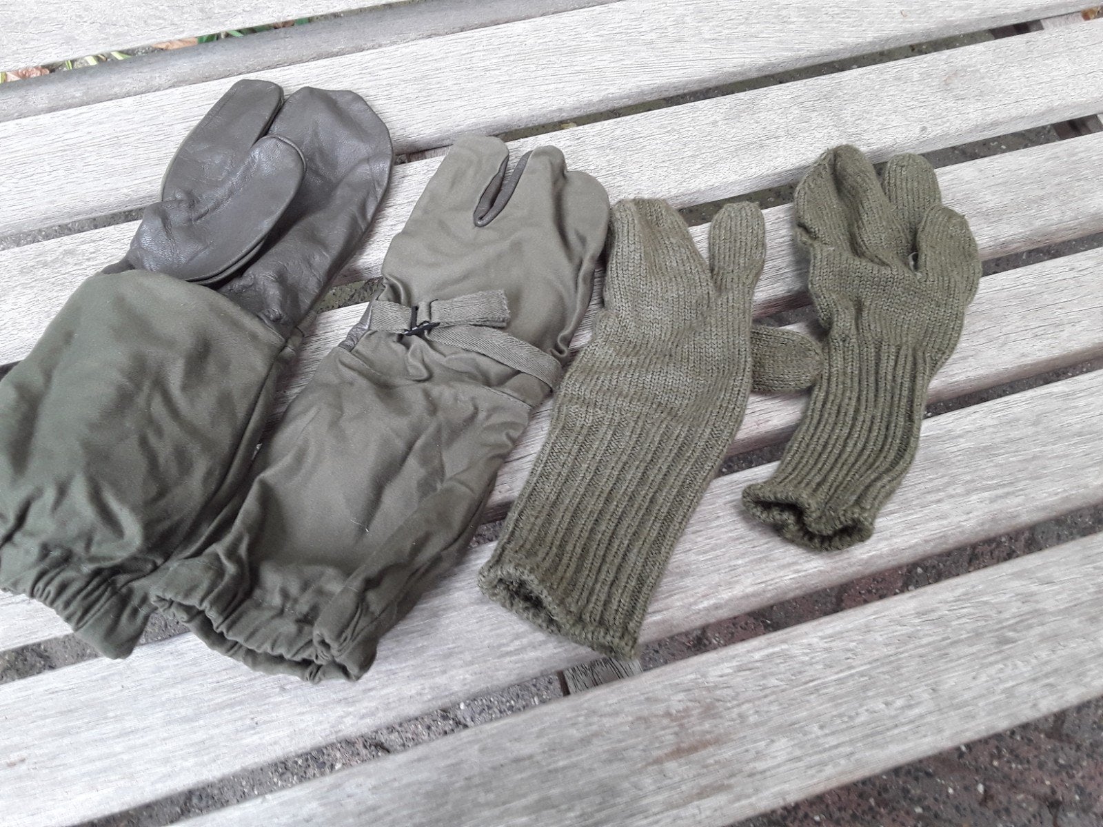 Vintage Legergroene handschoenen met overhandschoenen, Ophalen, Landmacht, Nederland