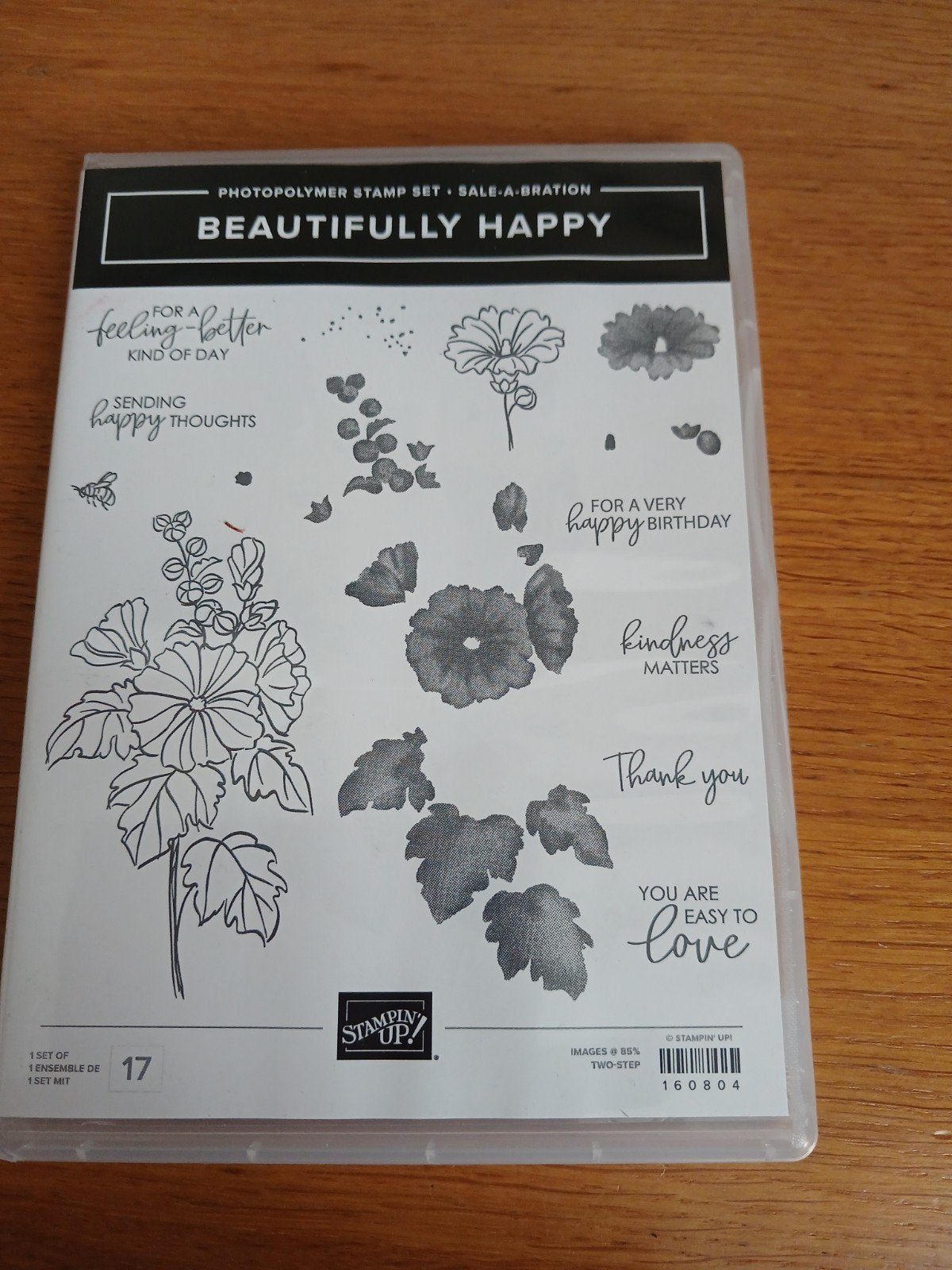 Stampin' Up! Beautifully Happy Stempelset, Hobby en Vrije tijd, Stempelen, Ophalen of Verzenden, Gebruikt, Clearstamp