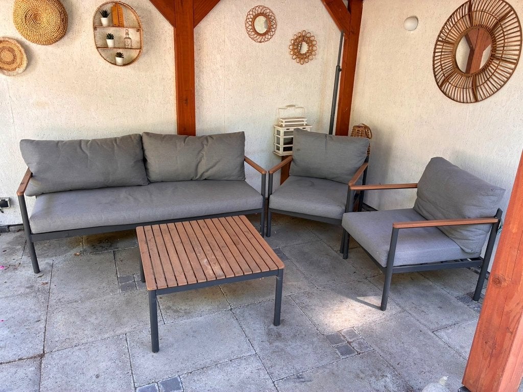 Loungeset voor in de tuin!, Ophalen, 4 zitplaatsen, Gebruikt, Aluminium