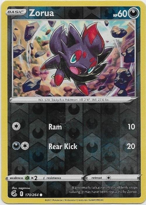Fusion Strike,  Zorua [reverse] 170/264, Ophalen of Verzenden, Nieuw, Losse kaart