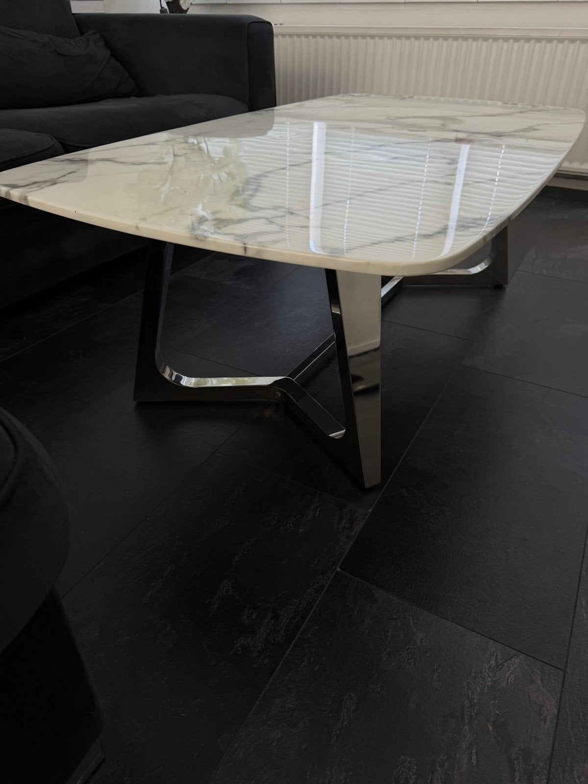 Marmeren eet + salon tafel, Ophalen of Verzenden, Zo goed als nieuw, Rechthoekig, 50 tot 100 cm