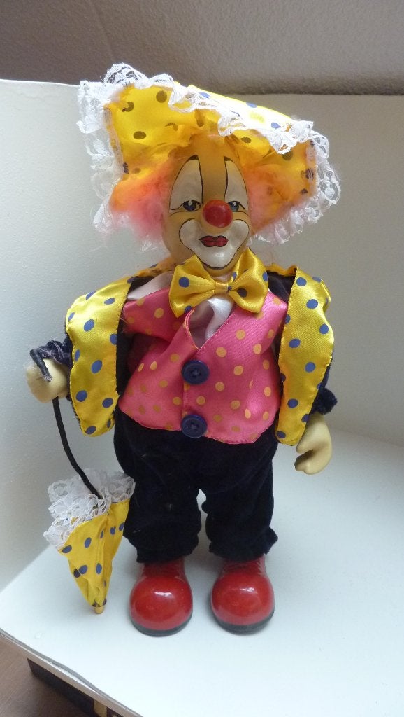 Hele leuke clown met paraplu muziekdoos, Ophalen of Verzenden, Zo goed als nieuw, Mens