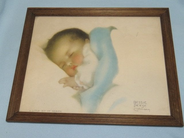 Vintage ingelijste afbeelding Bit of heaven van Bessie Peage, Ophalen of Verzenden