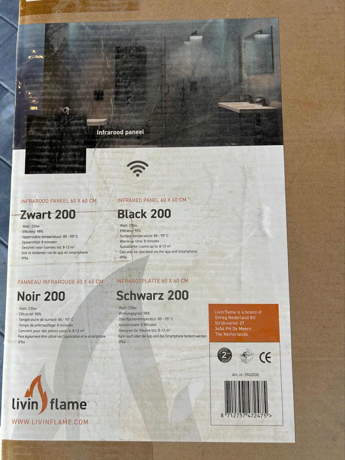 2x Livin'Flame Infrarood paneel 60x60 Zwart 200, Huis en Inrichting, Haarden, Ophalen of Verzenden, Nieuw, Overige soorten