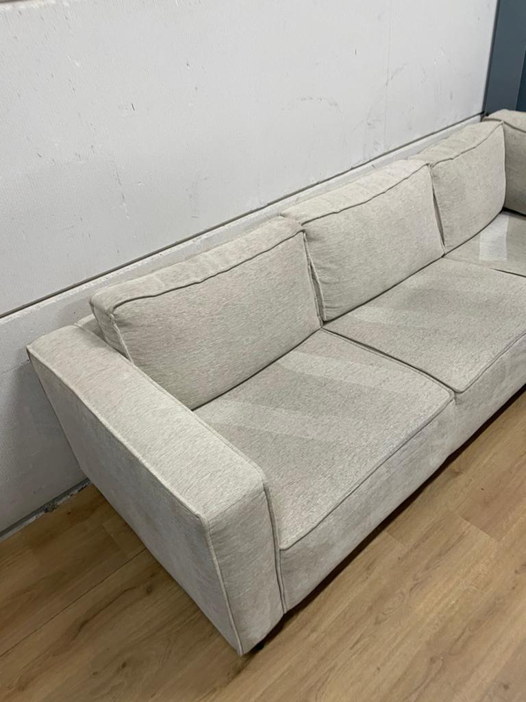 Mooie luxe suede beige creme hoekbank - GEREINIGD!!!, Ophalen, 250 tot 300 cm, Luxe, Hoekbank