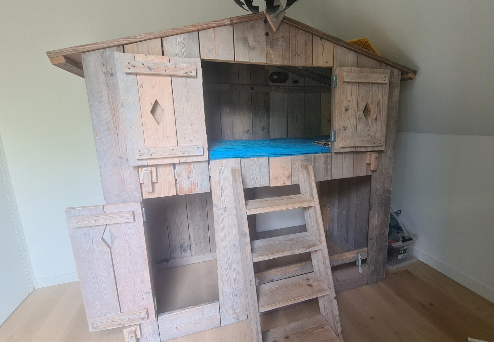 steigerhouten stapelbed/hoogslaper/boomhutbed, Ophalen of Verzenden, Stapelbed