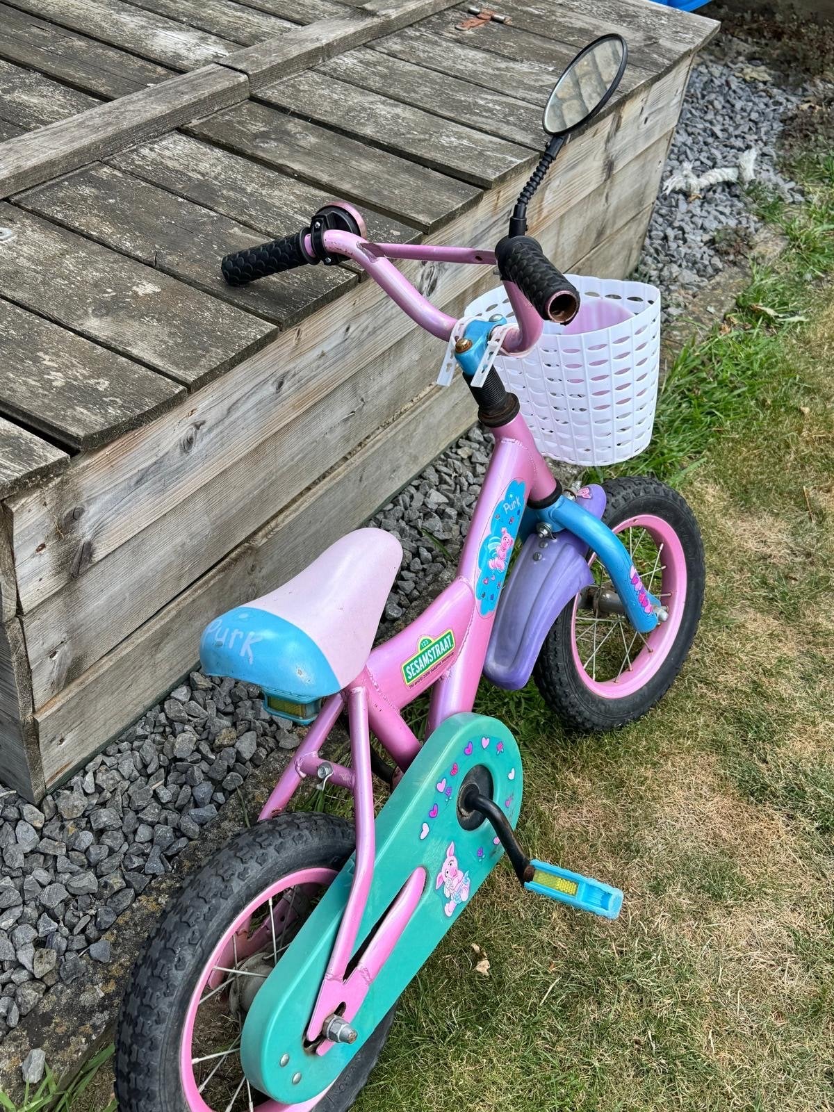 Roze kinderfiets 12,5 inch - Puky Sesamstraat, Fietsen en Brommers, Ophalen, Terugtraprem, Zijwieltjes, Gebruikt