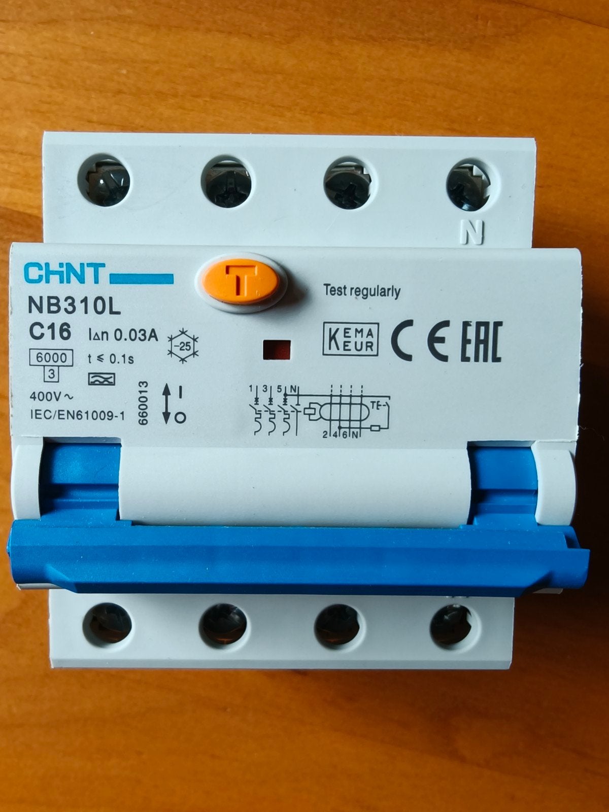 CHINT NB310L Aardlekautomaat 3P+N C16 30mA 6kA, Doe-het-zelf en Verbouw, Elektra en Kabels, Ophalen of Verzenden
