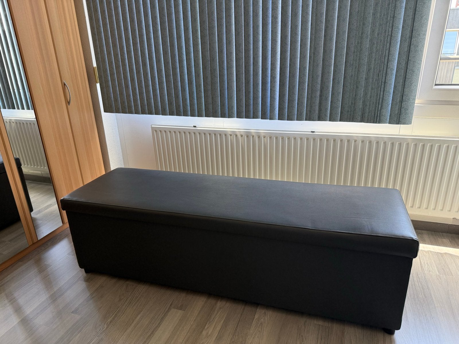 Antraciet eetkam/opbergbank/hocker met poten - 160x47x47 cm, Huis en Inrichting, Woonaccessoires | Kisten, Ophalen, Kunststof