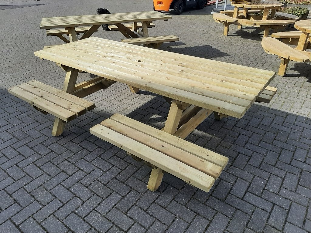 Talen picknicktafel 8 persoons open instap!!, Ophalen, Nieuw, Rechthoekig, Hout