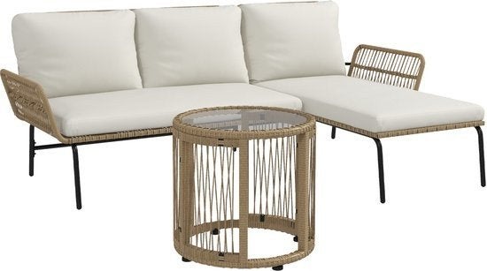 Tuinmeubelset - Polyester, PE Rattan - 122L x 79B x 75H cm, Rotan, Bank, Nieuw, Ophalen of Verzenden