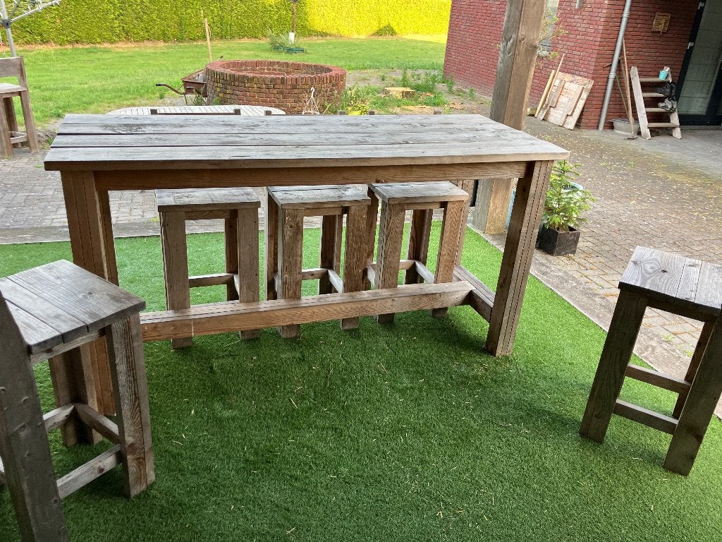 Steigerhout tuin set 6 stoelen, Tuin en Terras, Tuinsets en Loungesets, Ophalen, Gebruikt, 6 zitplaatsen, Steigerhout