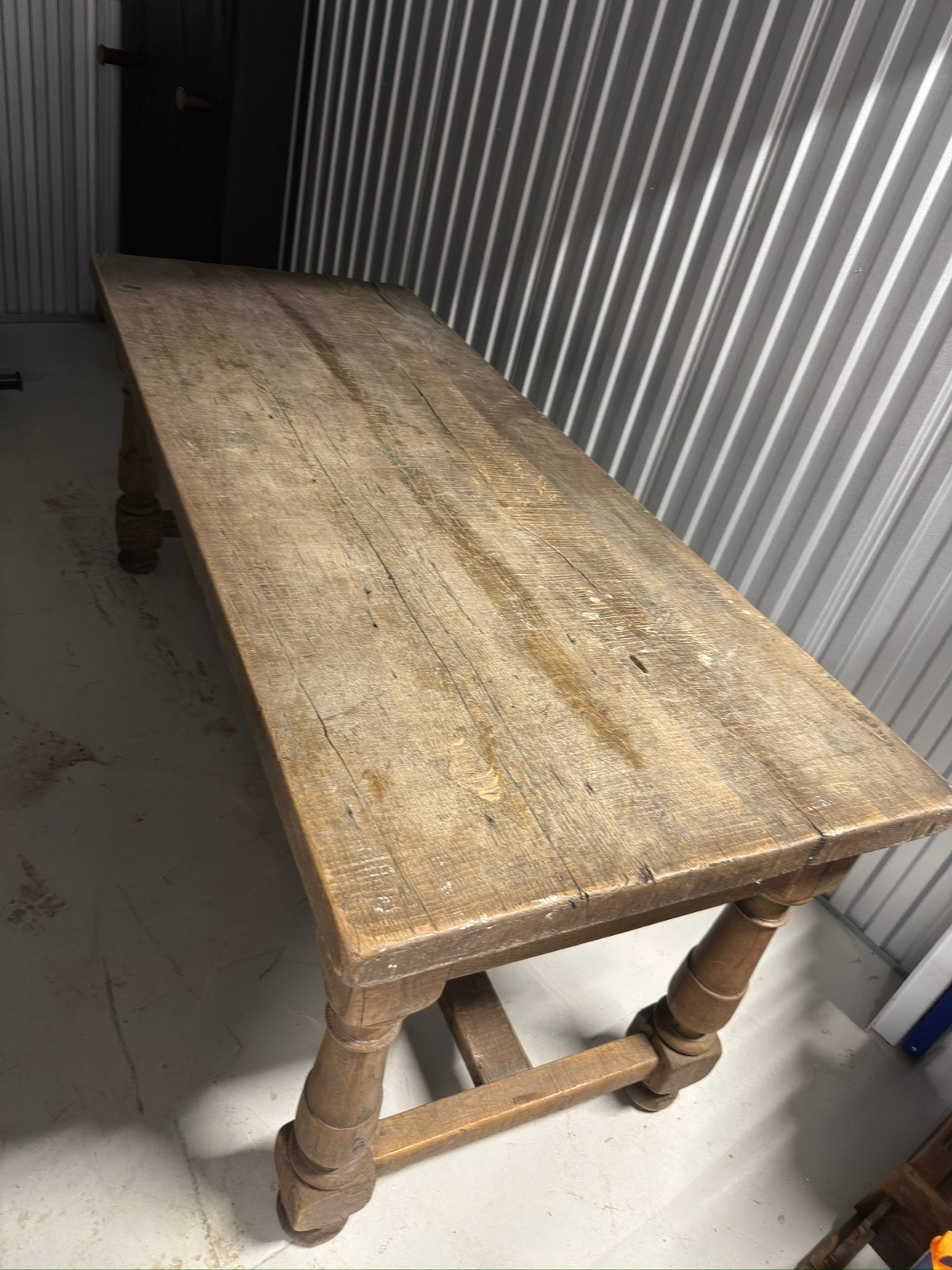 Antieke Franse eiken boerentafelkloostertafel, Huis en Inrichting, Tafels | Eettafels, Eikenhout, 200 cm of meer, Zo goed als nieuw