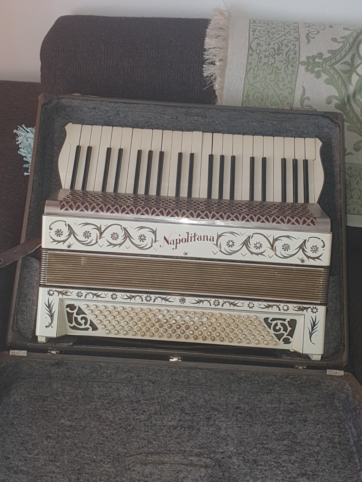 "Napolitana" accordeon met koffer, Muziek en Instrumenten, Toetsaccordeon, Zo goed als nieuw, Met koffer, 120-bas