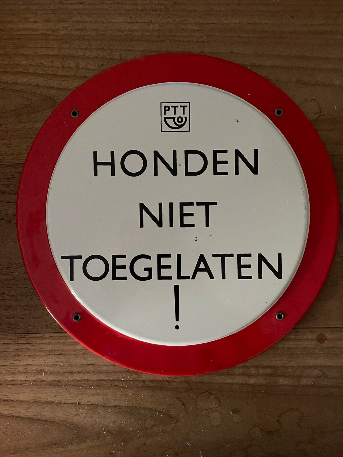 Vintage PTT EmailleBord Honden niet toegelaten! '50, Ophalen of Verzenden
