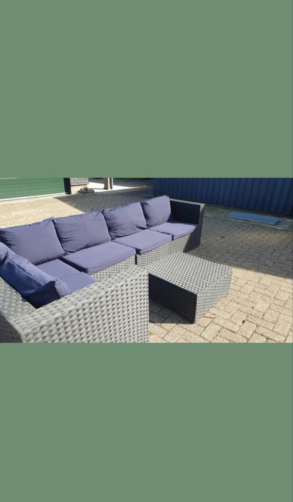 Modulaire Wicker Tuinset Hoekbank met Tafel, Ophalen, Bank, 6 zitplaatsen, Loungeset