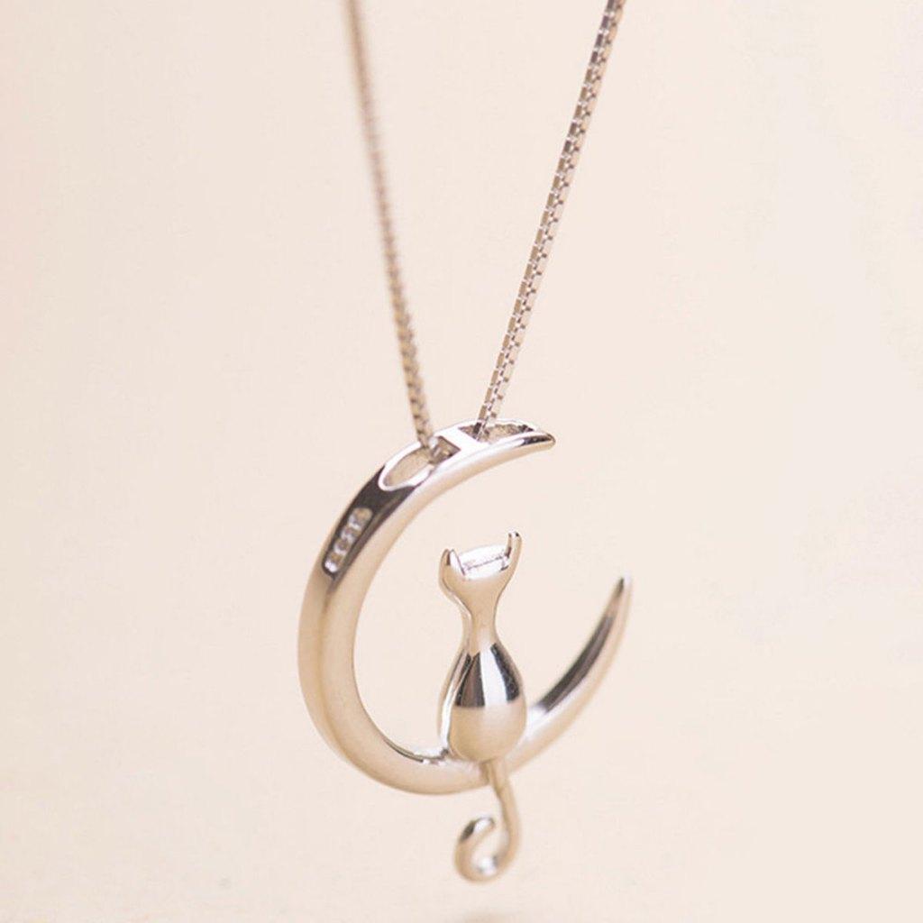 Katten Ketting / Kat Poes Dieren Sieraad Maan Goud Zilver, Overige kleuren, Verzenden, Nieuw, Overige materialen