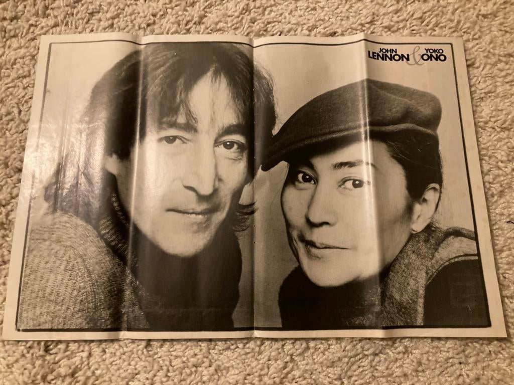 A3 Poster JOHN LENNON & YOKO ONO, Ophalen of Verzenden, Zo goed als nieuw, A1 t/m A3, Muziek