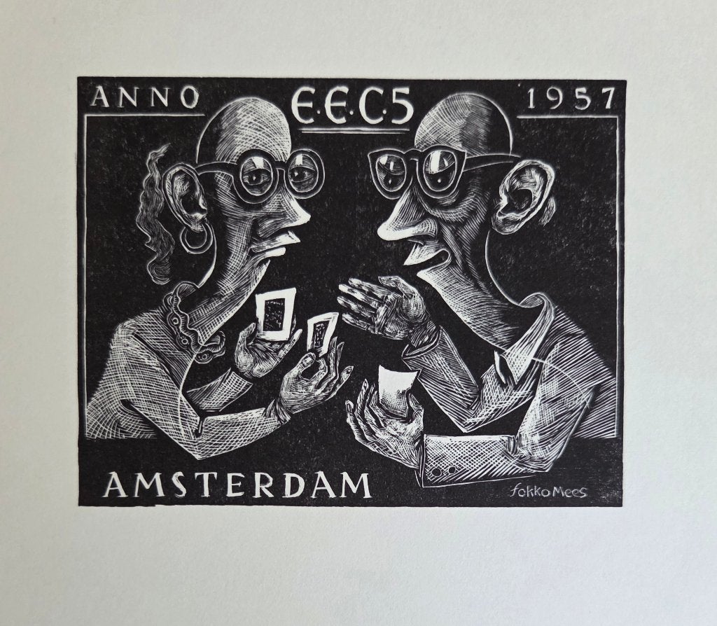 Exlibris /gel.graf Fokke Mees, Exl.congres Amsterdam, 1957, Verzenden