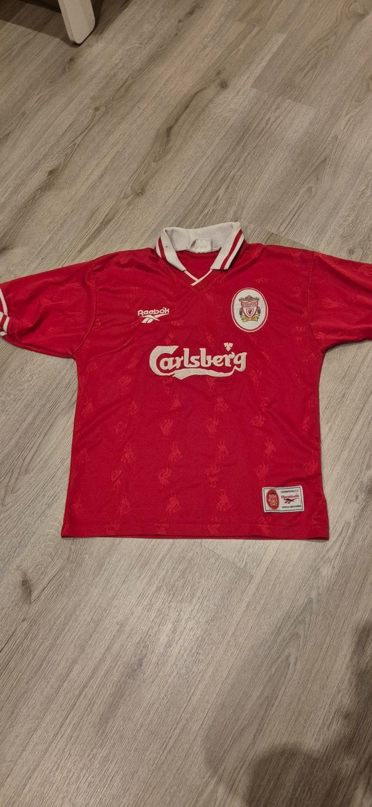Vintage Liverpool FC thuisshirt 1996-1998, Kleding | Heren, Sportkleding, Overige maten, Ophalen of Verzenden, Zo goed als nieuw