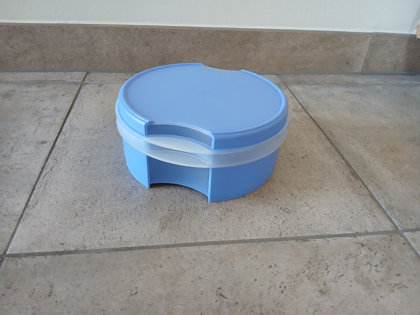 Tupperware koektrommel, zoetdoos, vensterdoos/bus, koekdoos, Blauw, Ophalen of Verzenden, Zo goed als nieuw, Bus of Trommel