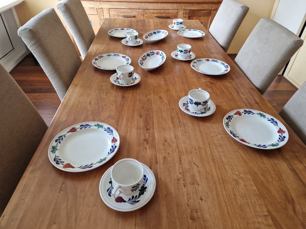 6 persoon boerenbont servies voor ontbijt, Huis en Inrichting, Keuken | Servies, Ophalen of Verzenden, Zo goed als nieuw, Bord(en)