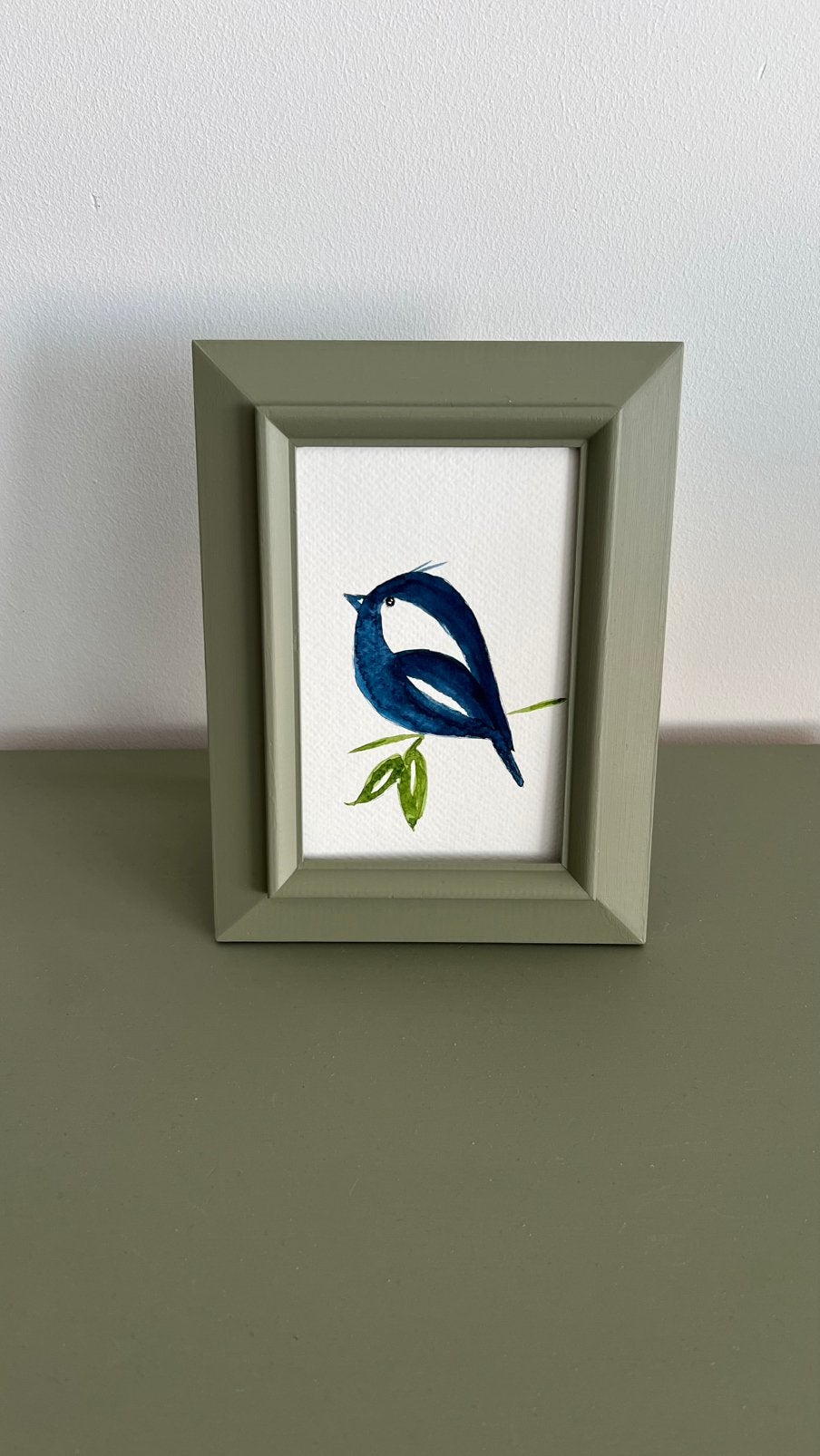 Uniek Aquarel | Vogel | Gerestylde lijst, Ophalen of Verzenden, Achter glas, Aquarel, Dieren