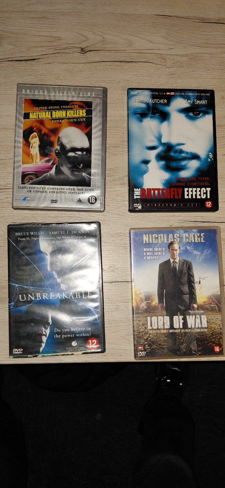 Natural Born Killers,Butterfly Effect,Unbreakable,LordOfWar, Vanaf 16 jaar, Nederlands, Ophalen of Verzenden, Gebruikt