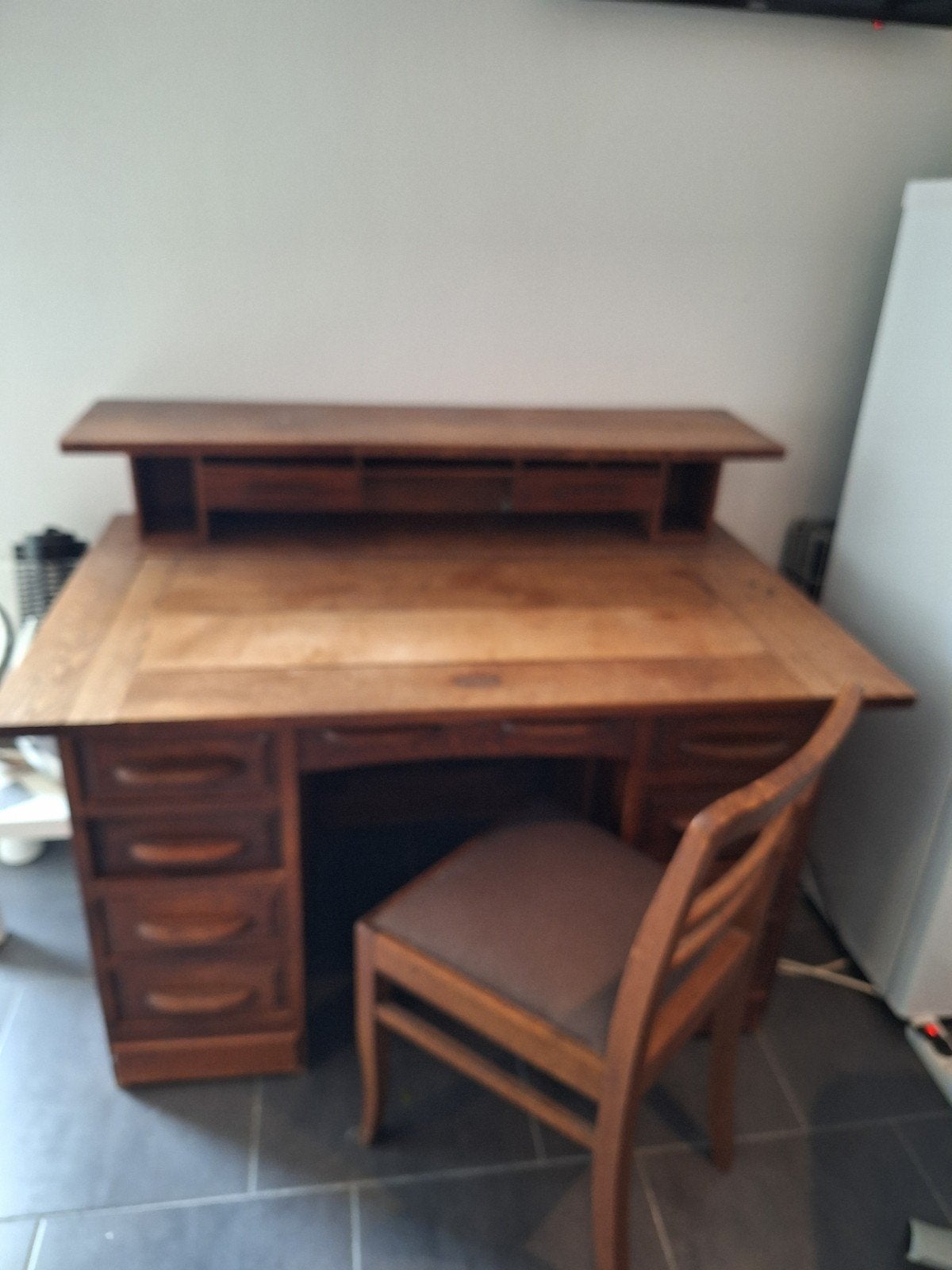 Antiek Eiken Bureau met Stoel - Klassieke Stijl, Antiek en Kunst, Ophalen