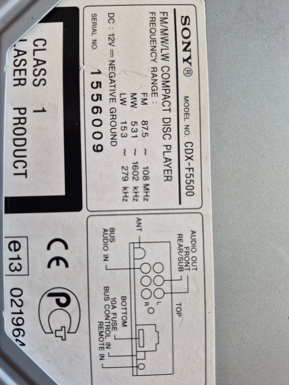 Sony cdx F 5500, Auto diversen, Autoradio's, Ophalen