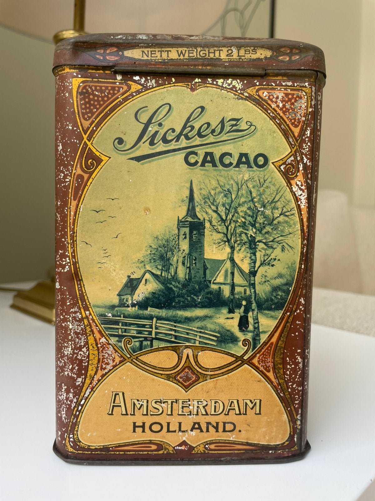 Antiek Sickesz Cacao blik Amsterdam Holland – Art Nouveau, Ophalen of Verzenden, Gebruikt, Overige
