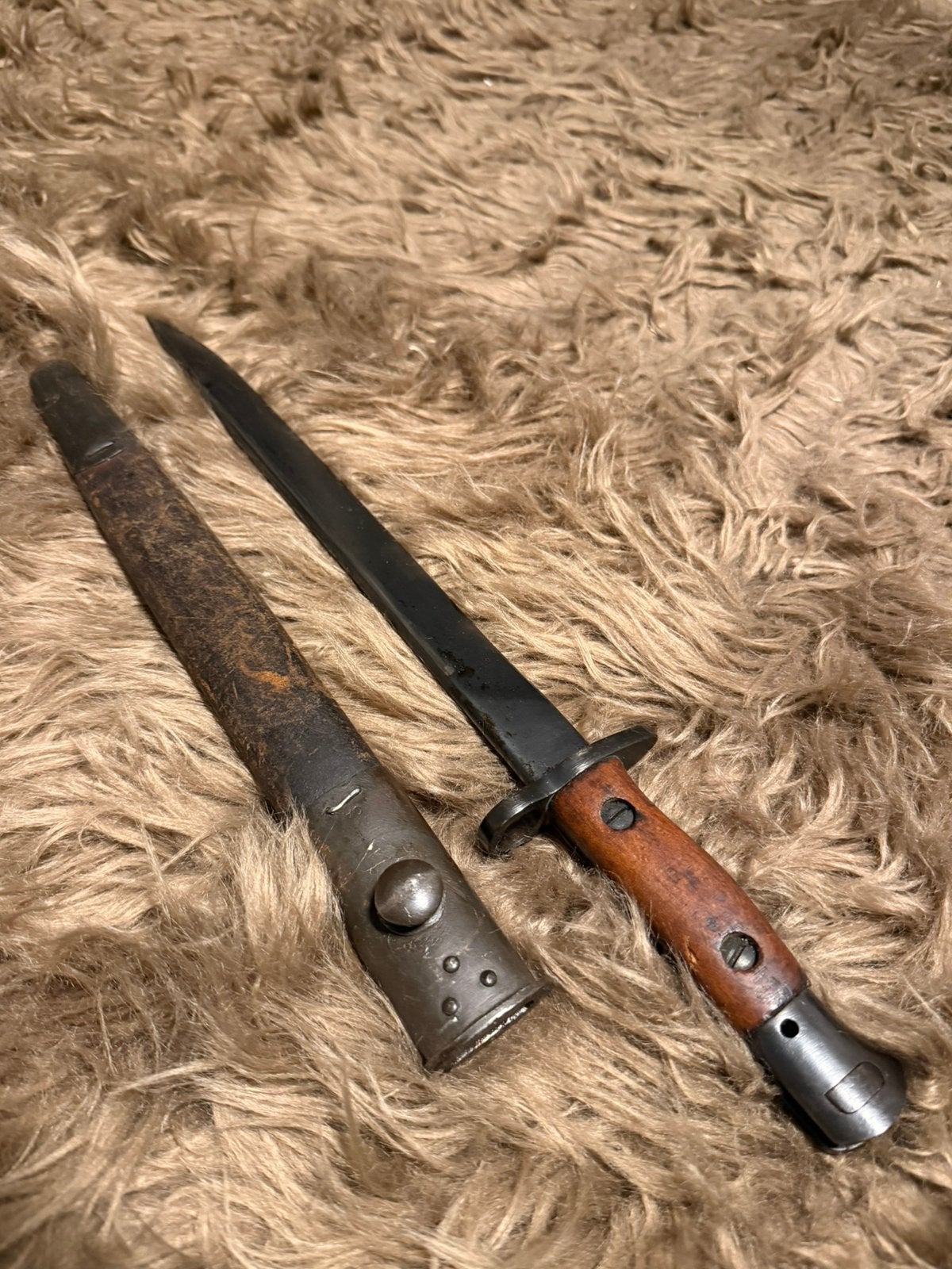 WW2 Brits-Indiase P1907 / No.1 Mk II SMLE Bajonet met schede, Ophalen of Verzenden, Engeland, Mes of Dolk