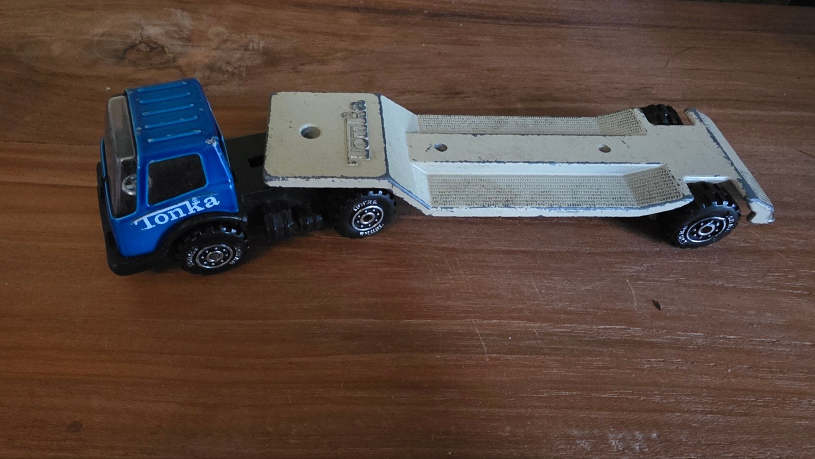 Vintage Tonka vrachtwagen met oplegger - Blauw, Ophalen of Verzenden, Gebruikt