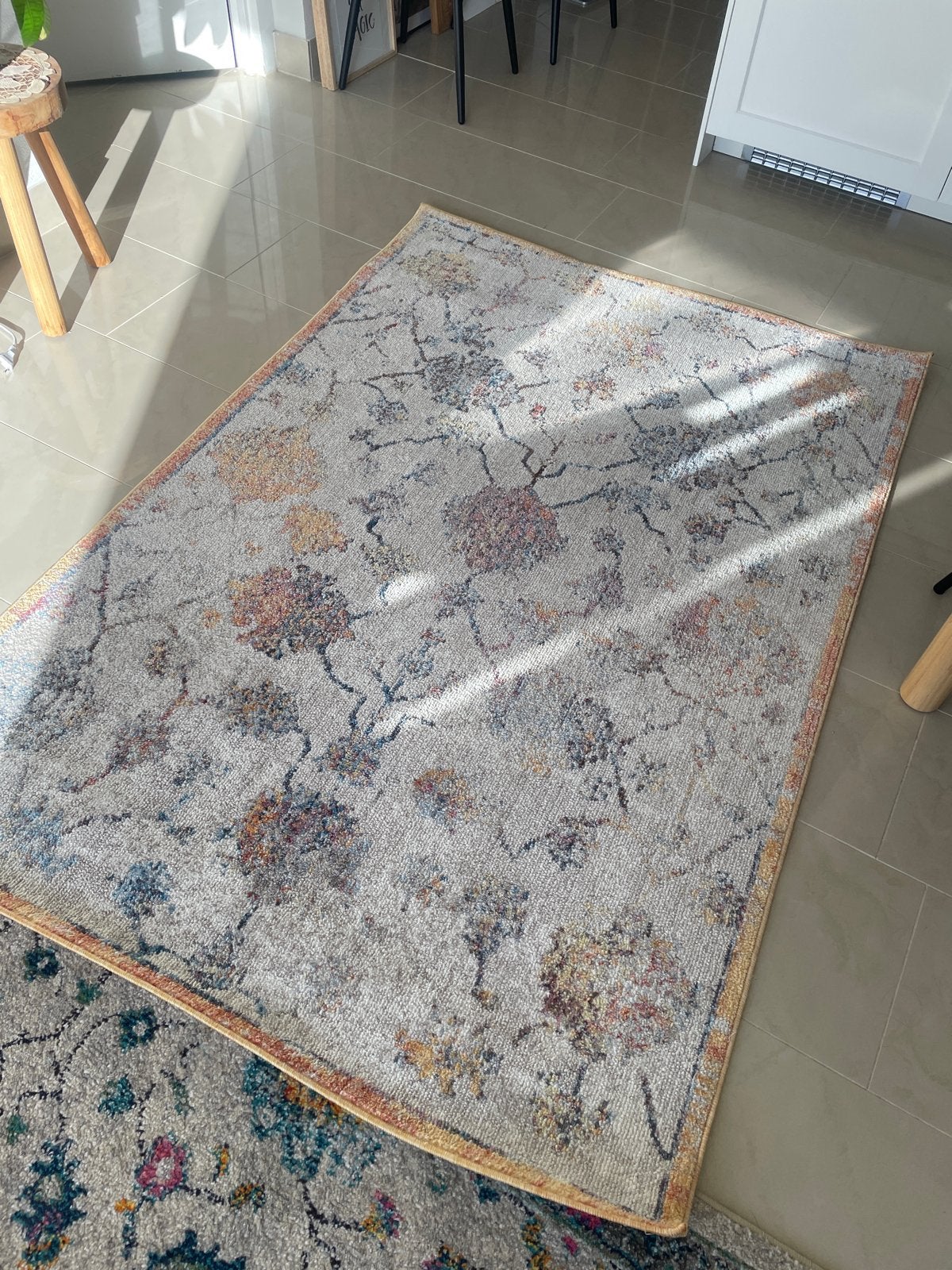 Safavieh Bristol Vloerkleed Grijs/Beige/Oranje 120x180 cm, Ophalen, 100 tot 150 cm, Blauw, Zo goed als nieuw