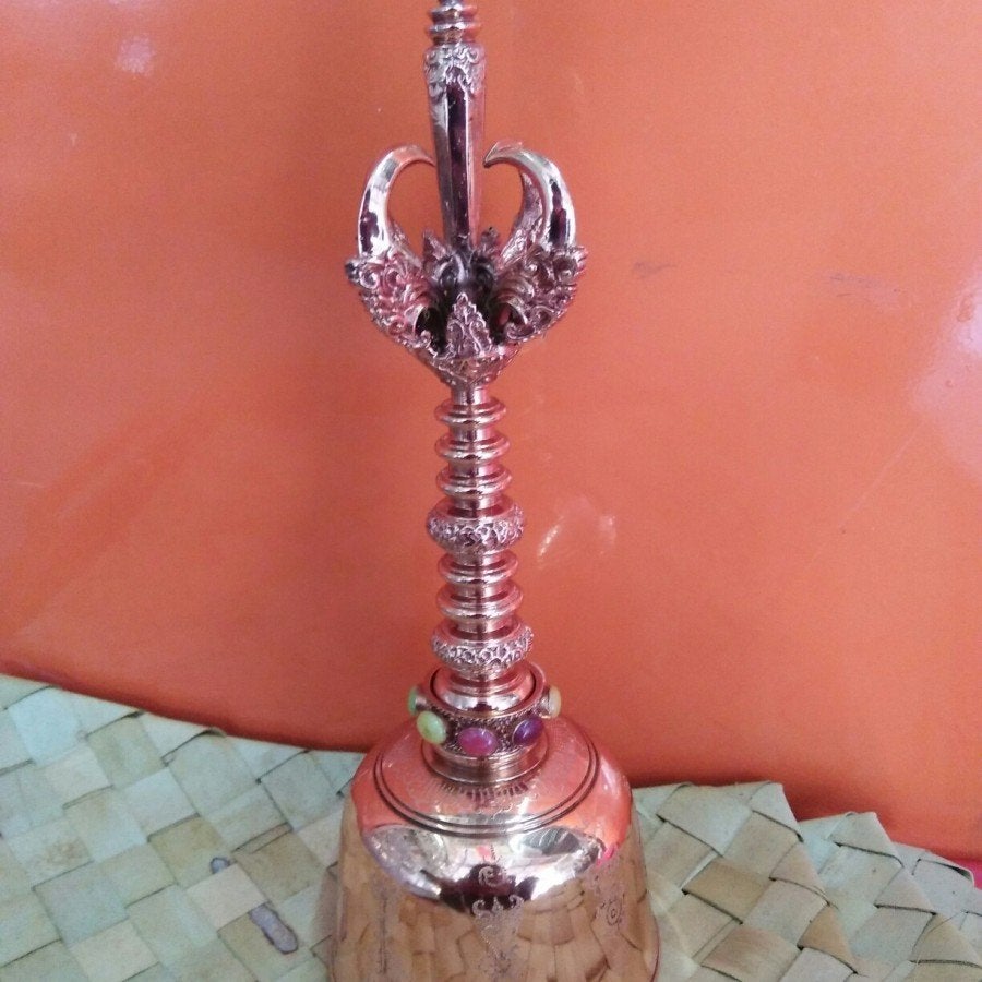 Balineses Bel Kleneng Ghanta Bel indonesië KLE09, Ritueel object, Verzenden, Goud, 18 cm