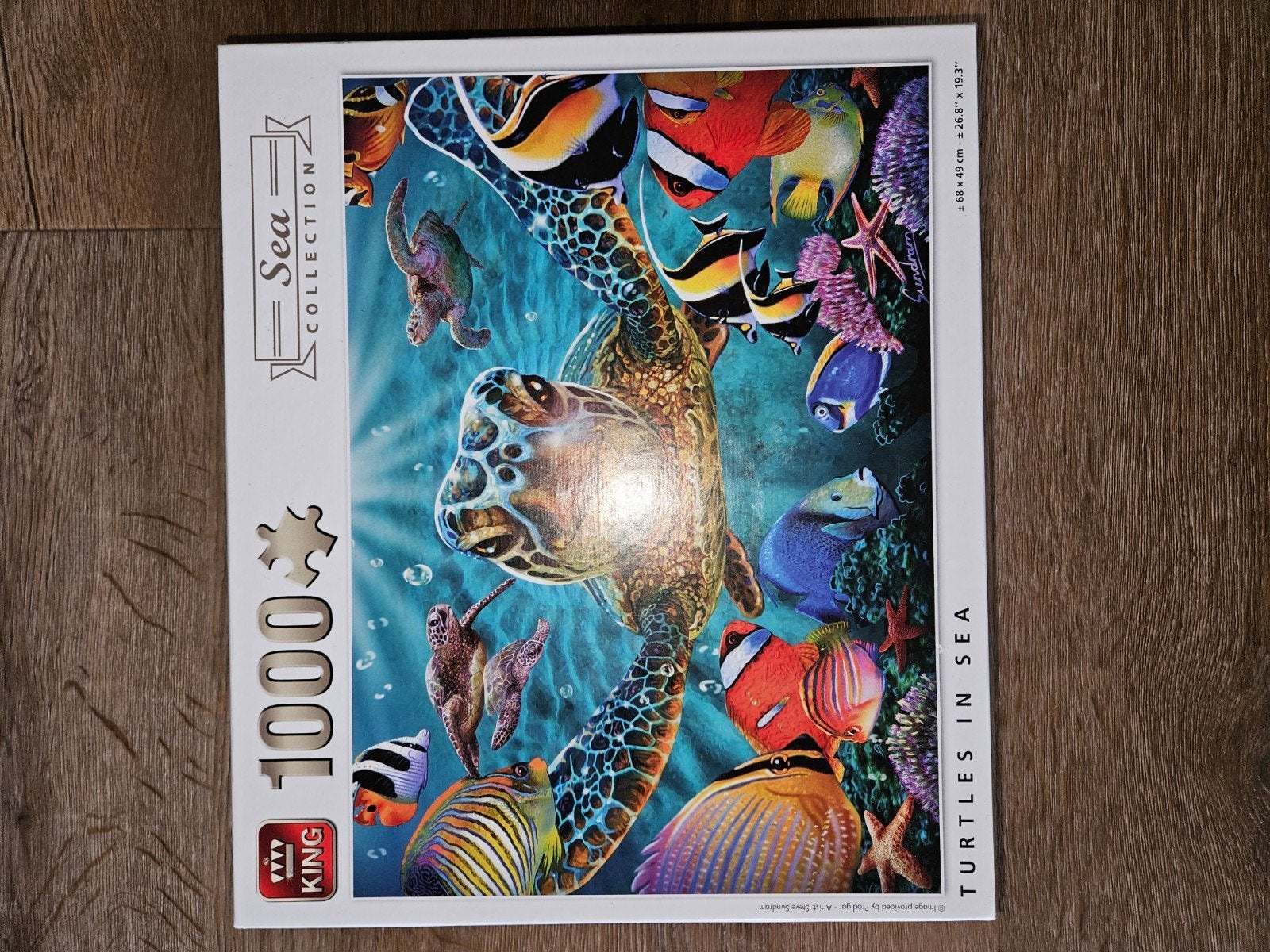 King Legpuzzel 1000 stukjes - Schildpadden in Zee, Hobby en Vrije tijd, Ophalen of Verzenden, 500 t/m 1500 stukjes, Zo goed als nieuw