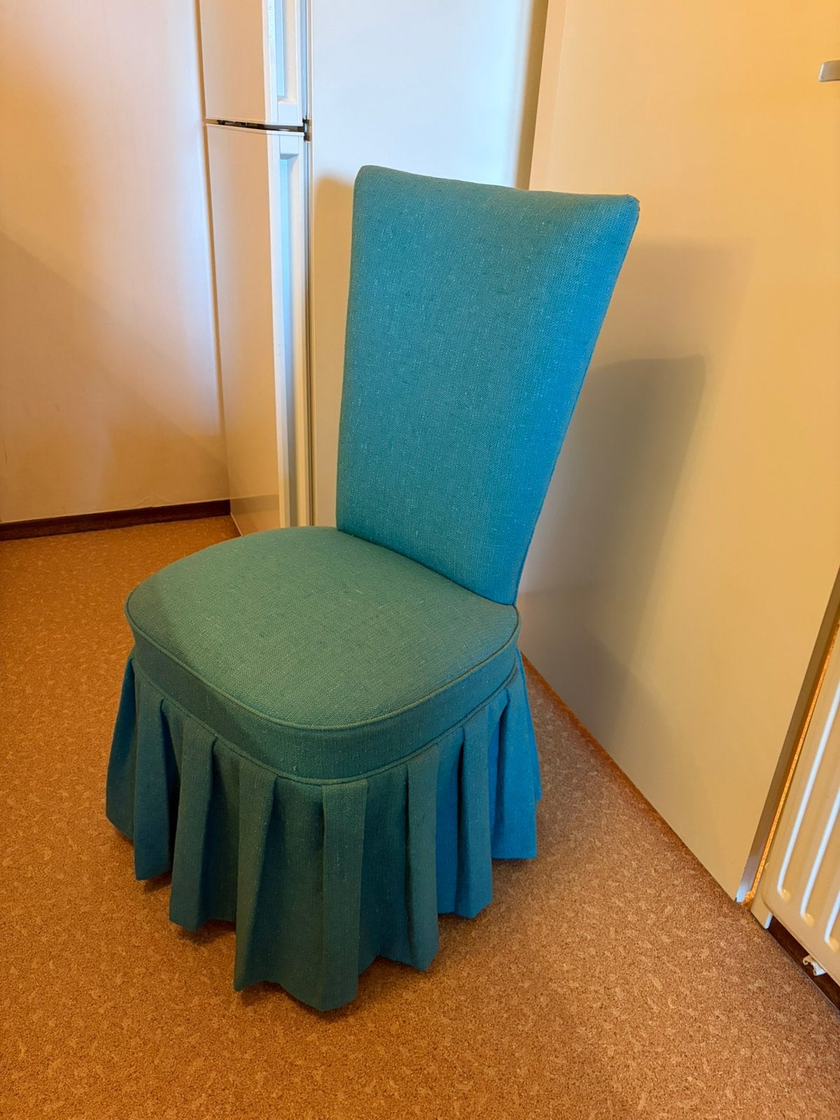 boudoirstoel /slaapkamerstoel turquoise blauw, Huis en Inrichting, Ophalen, Gebruikt, Overige kleuren, Eén
