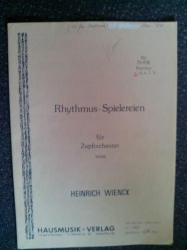 Heinrich Wienck - Rhythmus-Spielereien für Zupforchester, Muziek en Instrumenten, Gebruikt, Banjo of Mandoline, Ophalen of Verzenden
