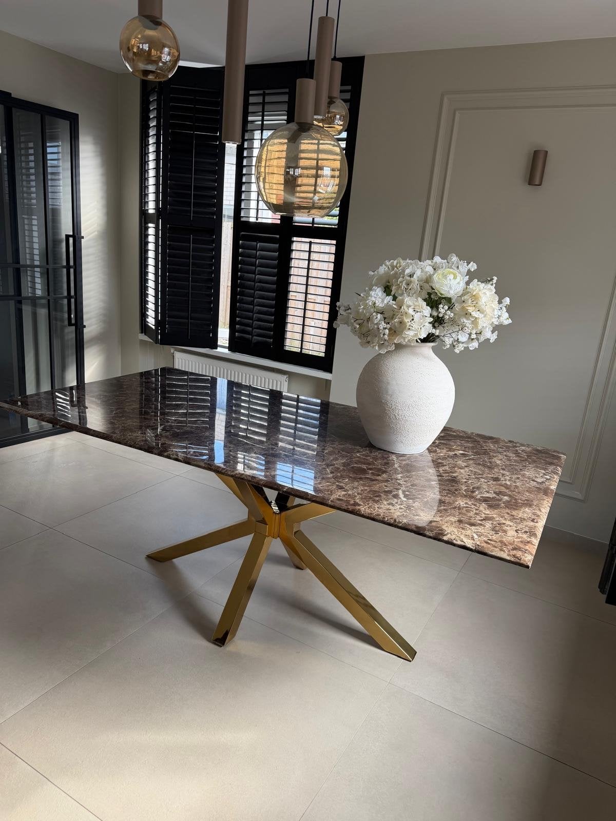 Richmond Eettafel 'Conrad' Faux Marmer Goud 200x100cm, Huis en Inrichting, Ophalen, Gebruikt, 200 cm of meer, 50 tot 100 cm