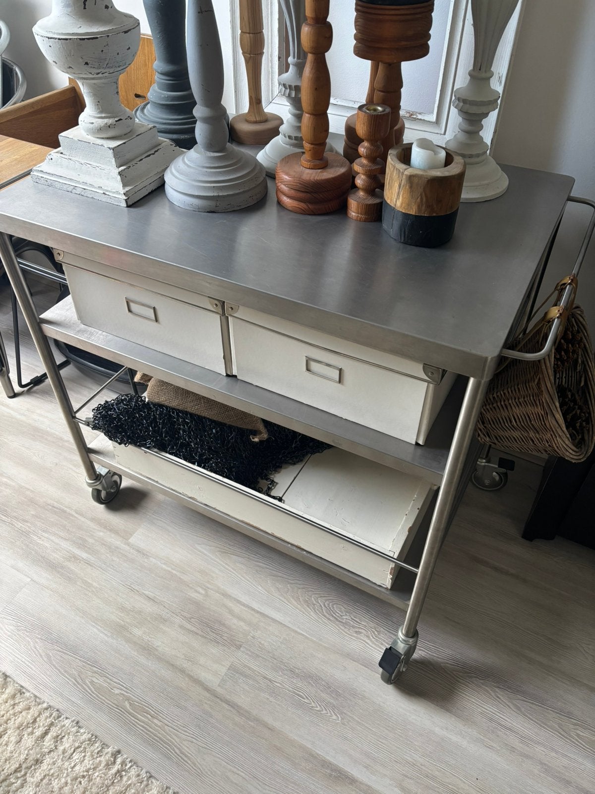 Roestvrij stalen trolley, Ophalen, Gebruikt, 50 tot 100 cm, 25 tot 50 cm