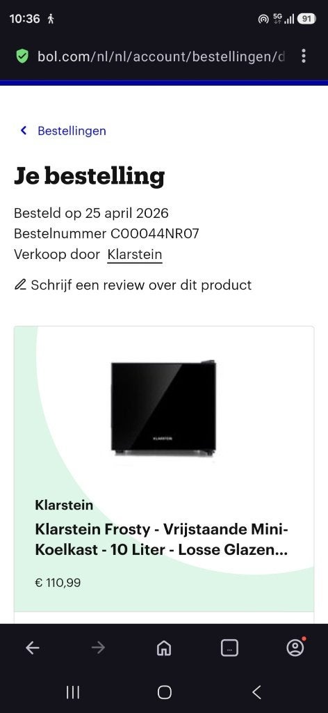 Klarstein frosty mini koelkast, Ophalen, Zonder vriesvak, Energieklasse A of zuiniger, Minder dan 45 cm