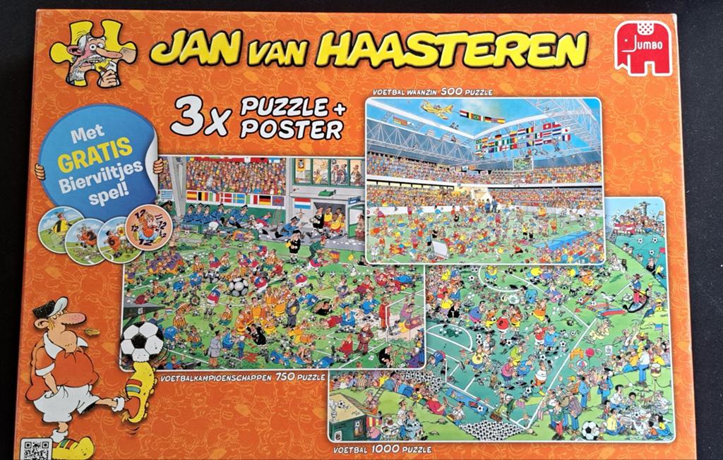 WK puzzel Van Haasteren 3x + Bierfiltjes spel, Ophalen of Verzenden