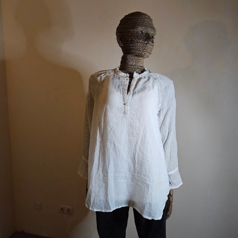 ZGAN witte transparante blouse DiDi mt 36, Kleding | Dames, Wit, Didi, Ophalen of Verzenden, Zo goed als nieuw