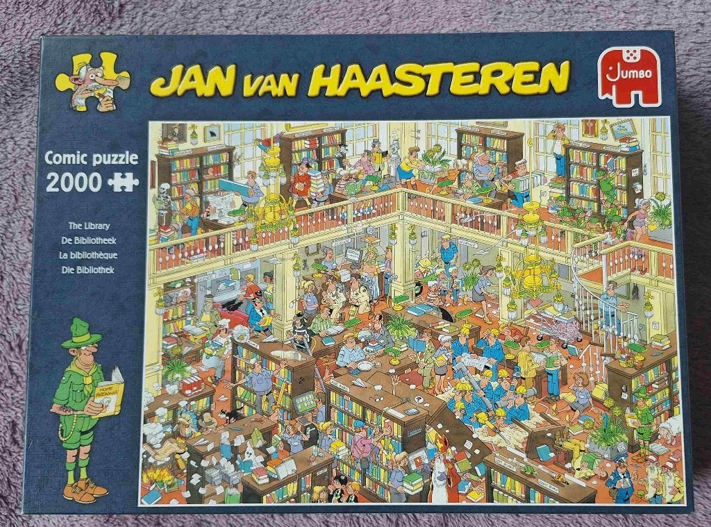 Jan van Haasteren puzzel “De Bibliotheek” 2.000 st., Ophalen, 500 t/m 1500 stukjes, Zo goed als nieuw, Puzzelboek