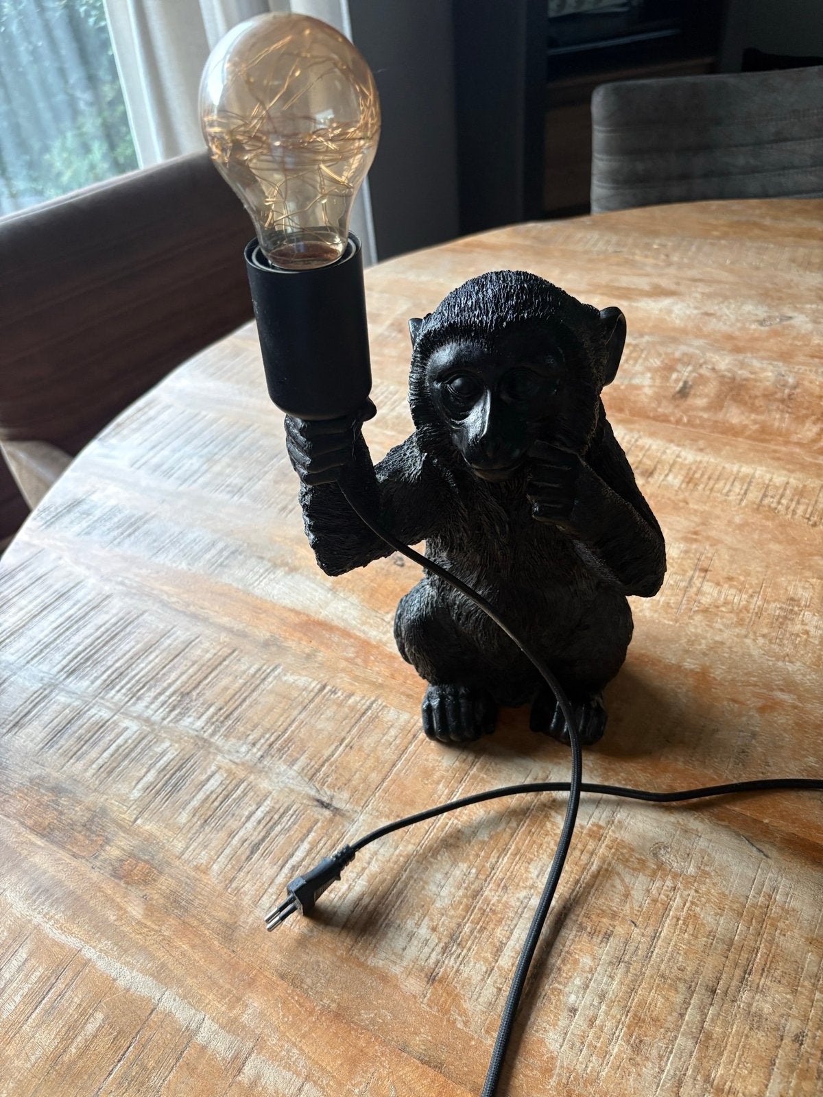 Unieke Apenlamp - Zwart, Decoratieve Tafellamp, Huis en Inrichting, Ophalen, Kunststof, E27 (groot), Sfeerlamp