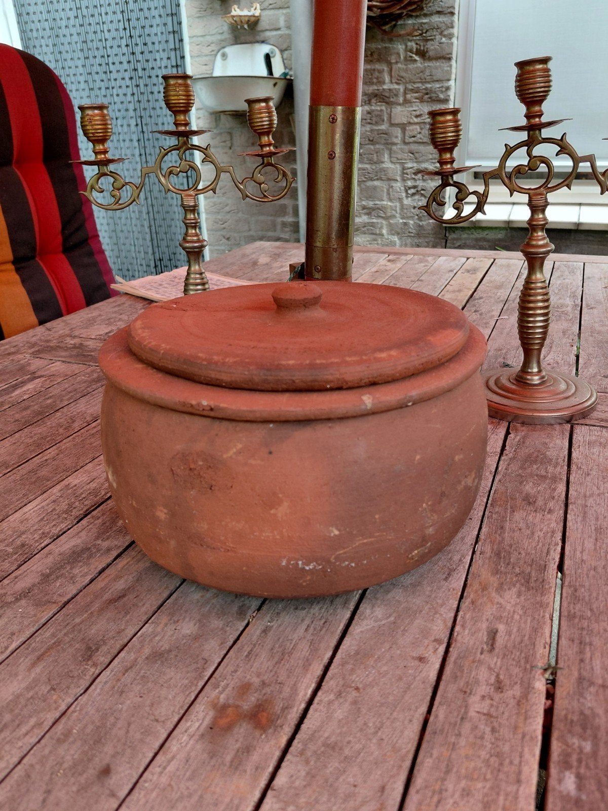 Antieke Terracotta Kruiden Droogpot met Originele Deksel, Antiek en Kunst, Antiek | Keramiek en Aardewerk, Ophalen of Verzenden
