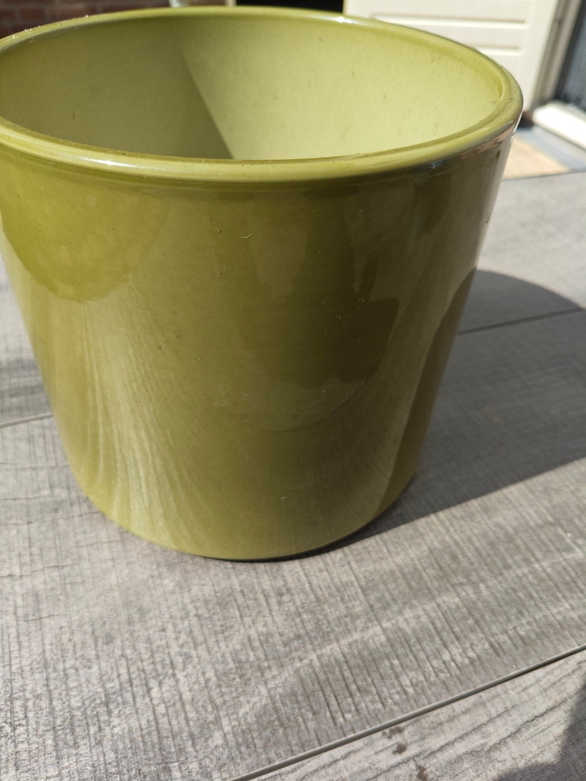 mooie bloempot  kleur groen, Ophalen, Rond, Zo goed als nieuw, Aardewerk
