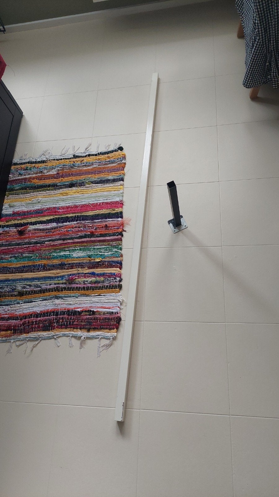 Zwarte metal bar  met bevestigingsplaat, Ophalen, Tafelpoot, Minder dan 50 cm, Gebruikt