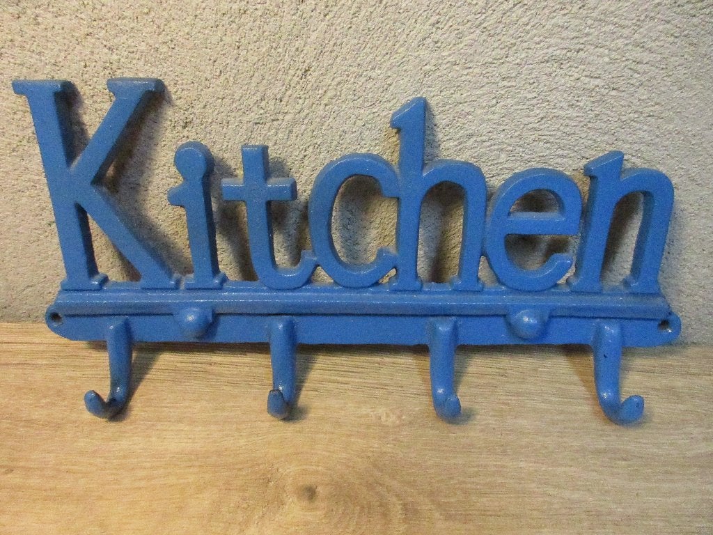 IJzeren keuken kapstok handdoekenrek blauw rekje, Ophalen of Verzenden, Gebruikt, Metaal, Blauw