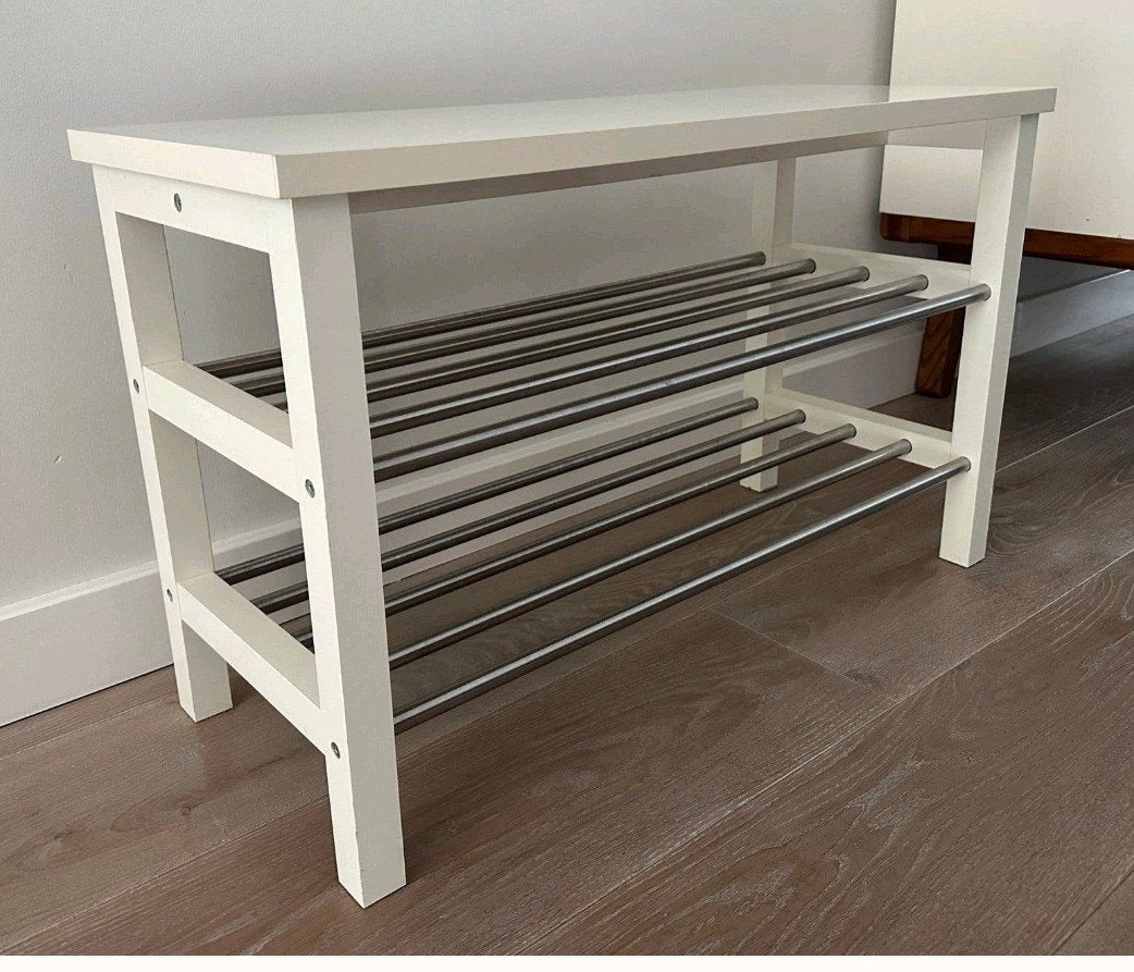 Witte schoenenbank met 2 lagen IKEA Tjusig, Huis en Inrichting, Ophalen of Verzenden, Zo goed als nieuw, Modern